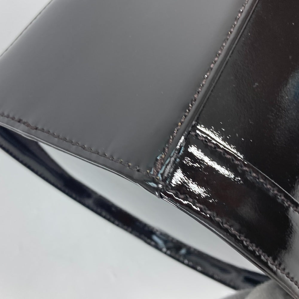 VERSACE Vanity bag Pony, Patent Leather Brown vintage Sunburst Vertical Women Used Authentic