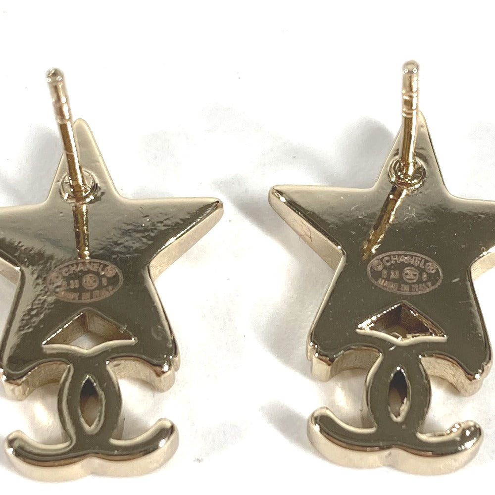 CHANEL Pierce metal gold B23 CC COCO Mark Star Rhinestone Star Women Used Authentic