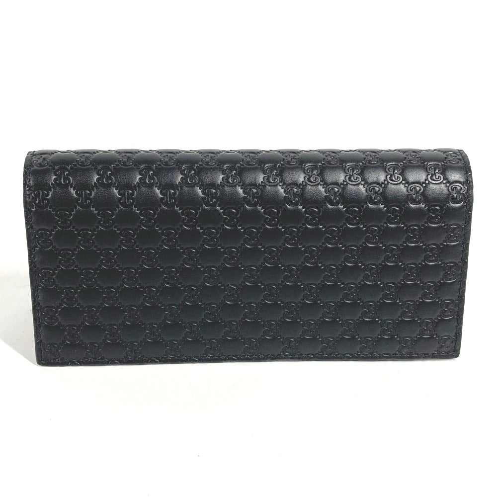 GUCCI Long Wallet Purse 544479 Sima leather black Micro Guccisima GG mens Used Authentic