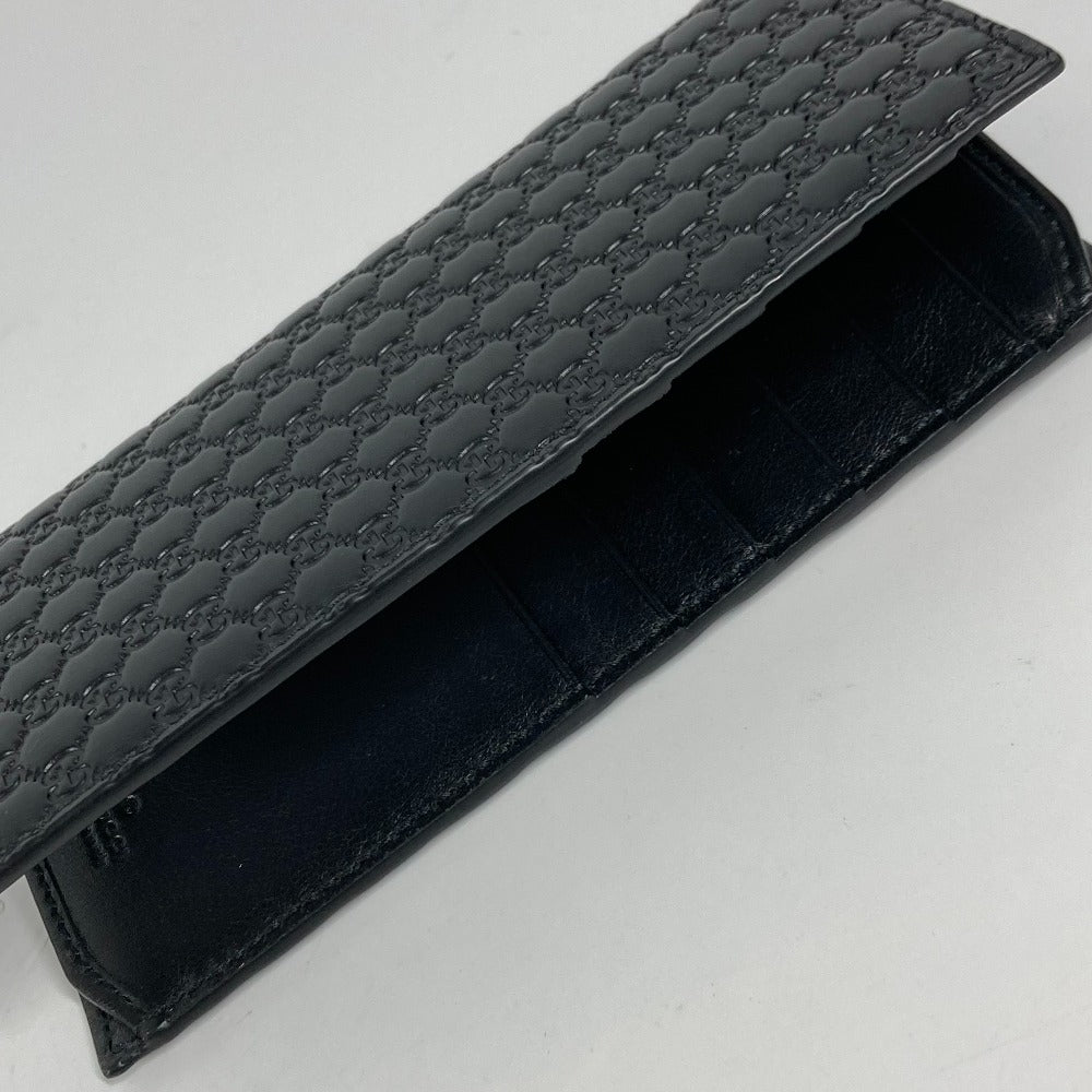 GUCCI Long Wallet Purse 544479 Sima leather black Micro Guccisima GG mens Used Authentic
