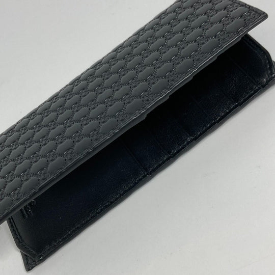 GUCCI Long Wallet Purse 544479 Sima leather black Micro Guccisima GG mens Used Authentic