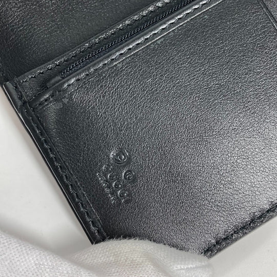 GUCCI Long Wallet Purse 544479 Sima leather black Micro Guccisima GG mens Used Authentic