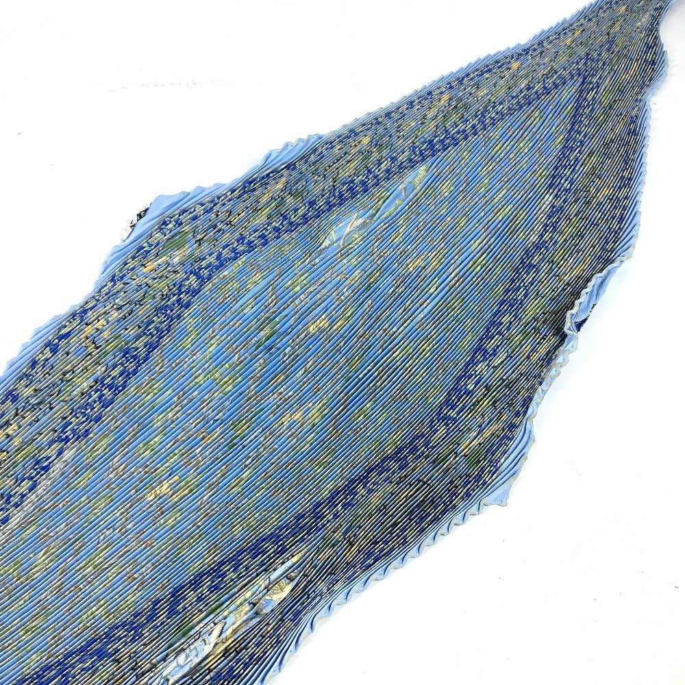 HERMES scarf silk blue Carre PleatedCarre