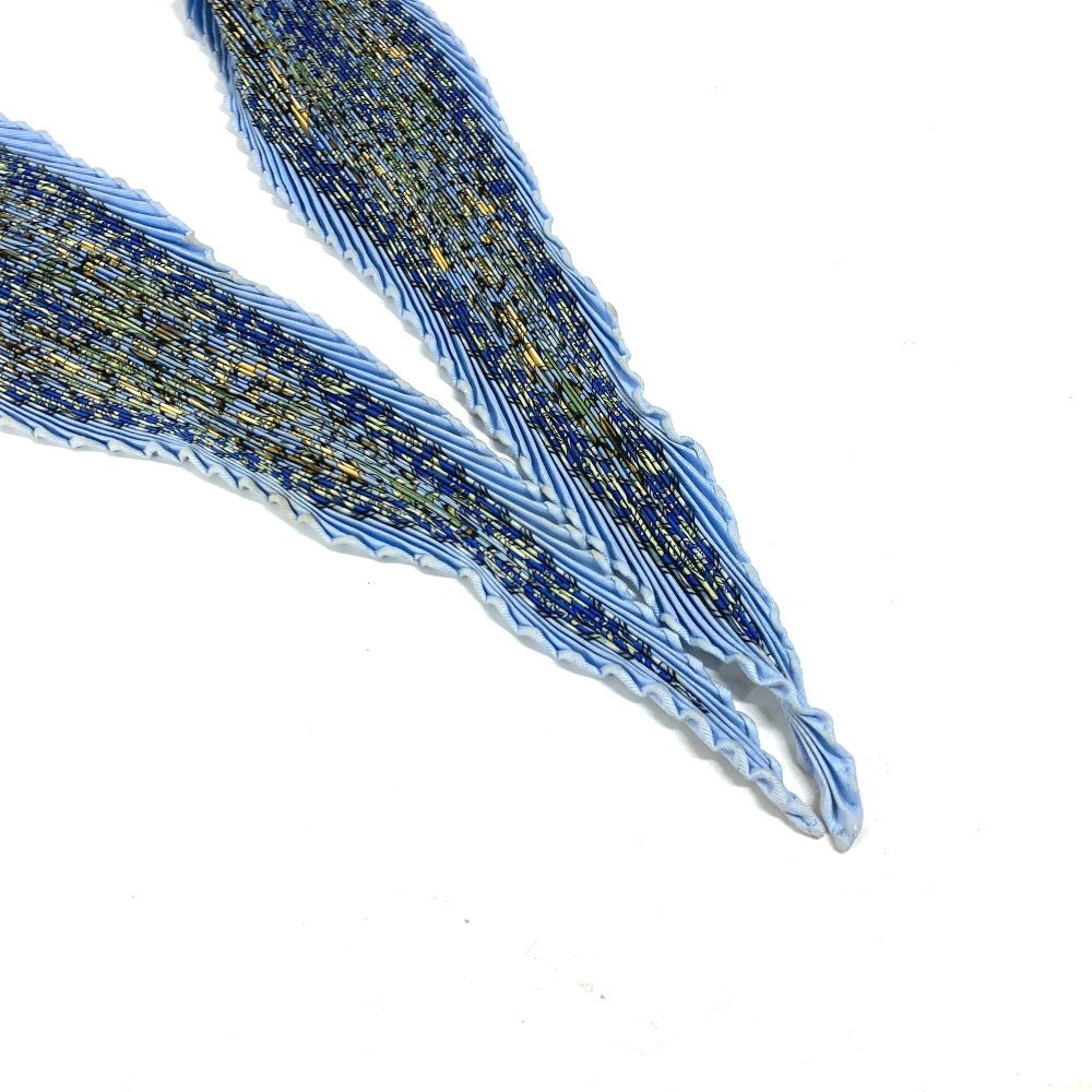 HERMES scarf silk blue Carre PleatedCarre