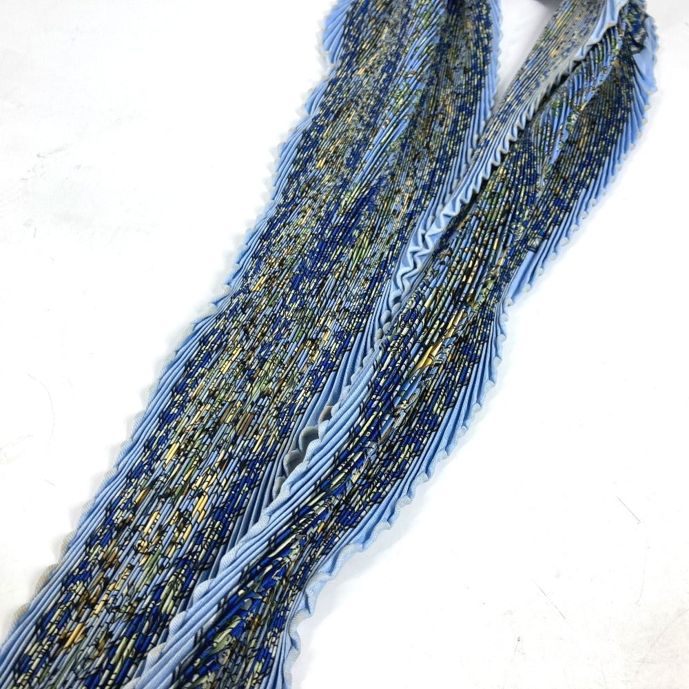 HERMES scarf silk blue Carre PleatedCarre
