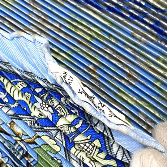 HERMES scarf silk blue Carre PleatedCarre