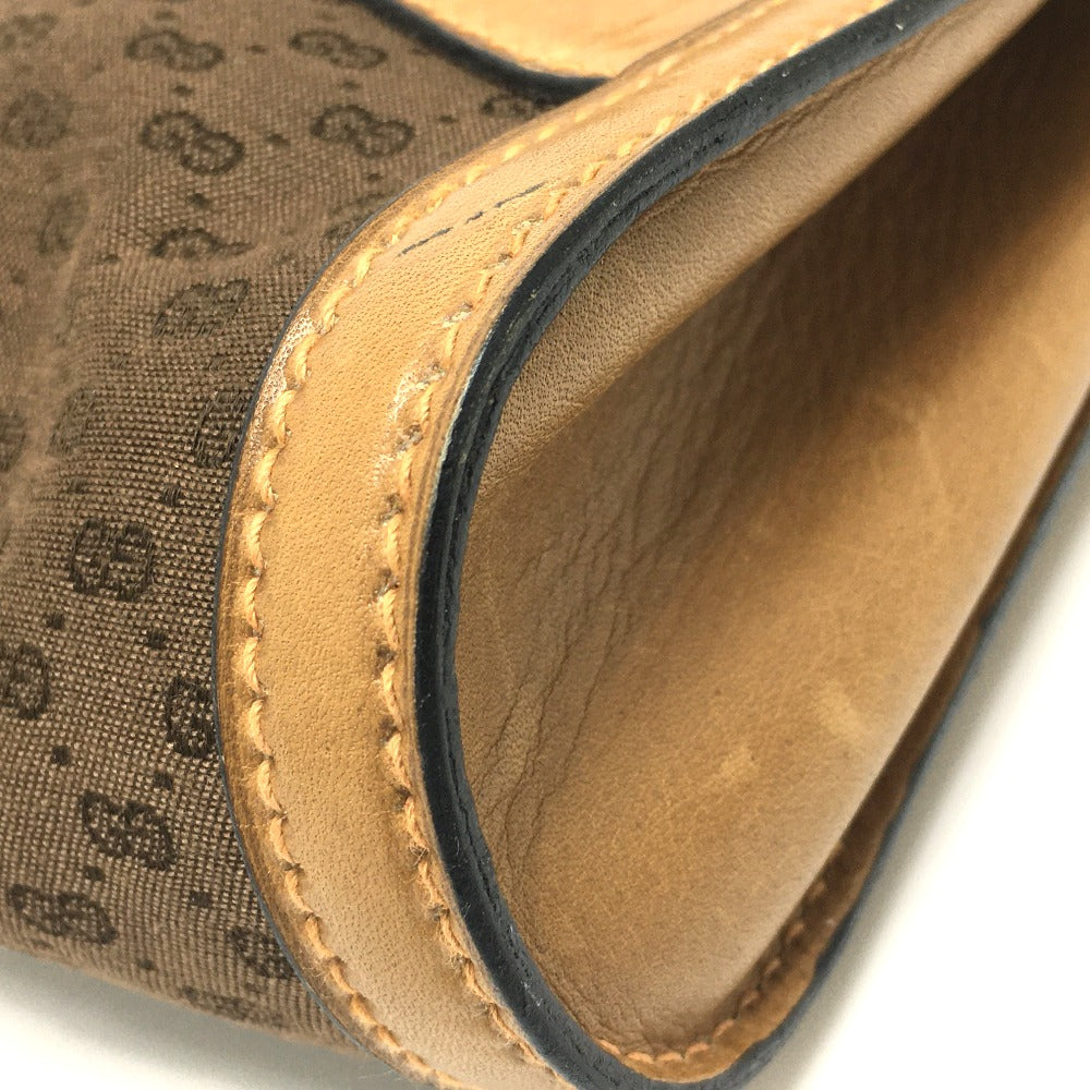 GUCCI Shoulder Bag 067 GG canvas / leather Brown Micro GG Old Gucci Women Used Authentic