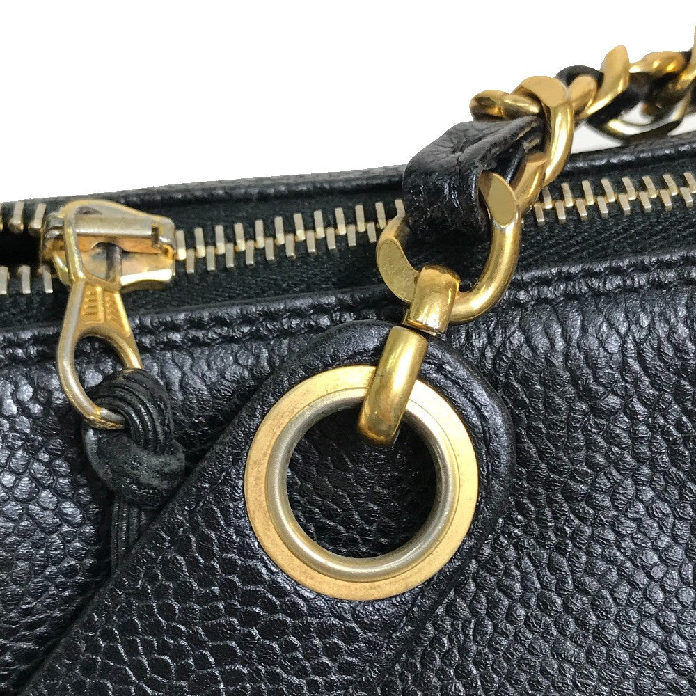 CHANEL Shoulder Bag Caviar skin black COCO Mark Coco ball Women Used Authentic