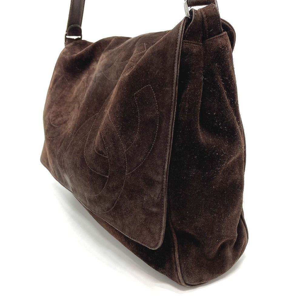 CHANEL Shoulder Bag suede Brown CC COCO Mark Trip Luco co Women Used Authentic