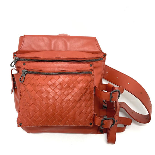 BOTTEGAVENETA Sling bag 121604 leather Red brown type INTRECCIATO Side belt unisex(Unisex) Used Authentic