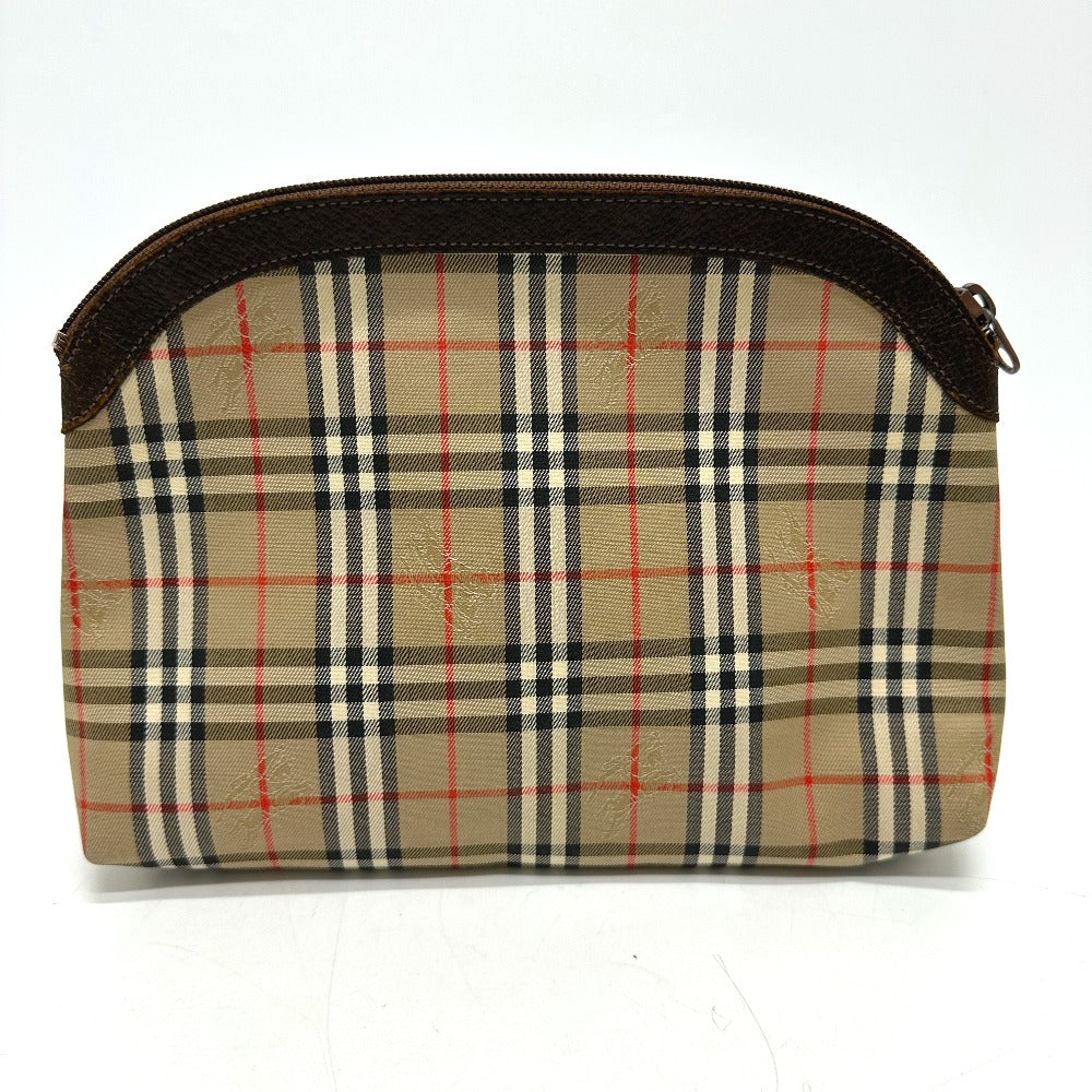 BURBERRY Pouch Canvas / leather beige check