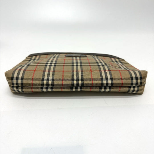 BURBERRY Pouch Canvas / leather beige check