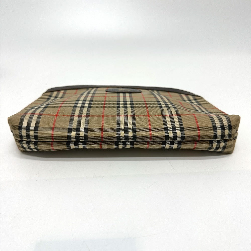 BURBERRY Pouch Canvas / leather beige check