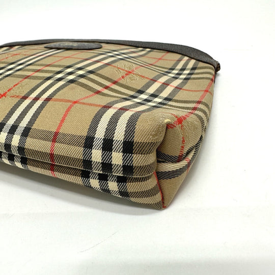 BURBERRY Pouch Canvas / leather beige check