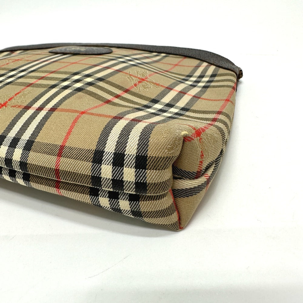 BURBERRY Pouch Canvas / leather beige check