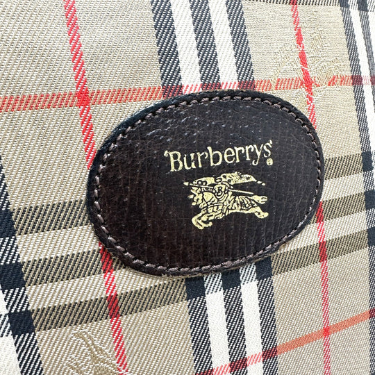 BURBERRY Pouch Canvas / leather beige check