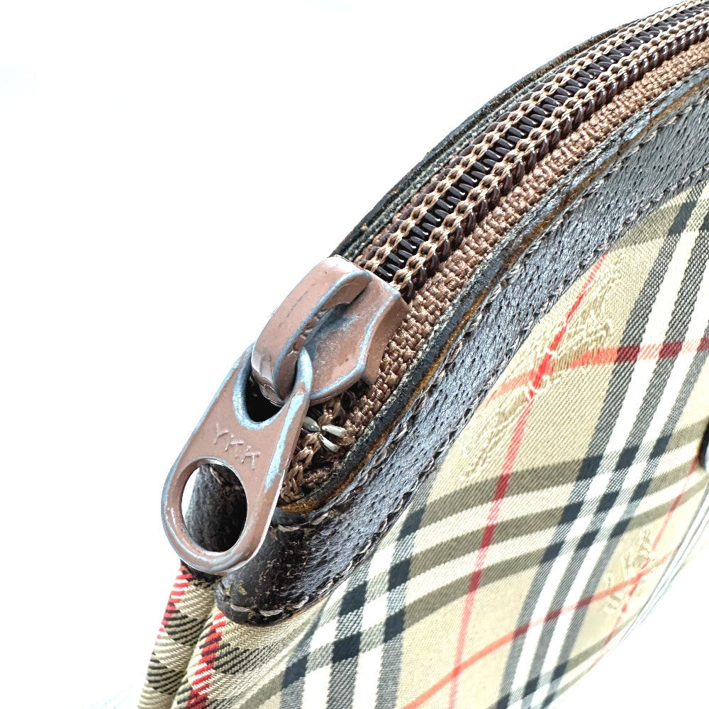 BURBERRY Pouch Canvas / leather beige check