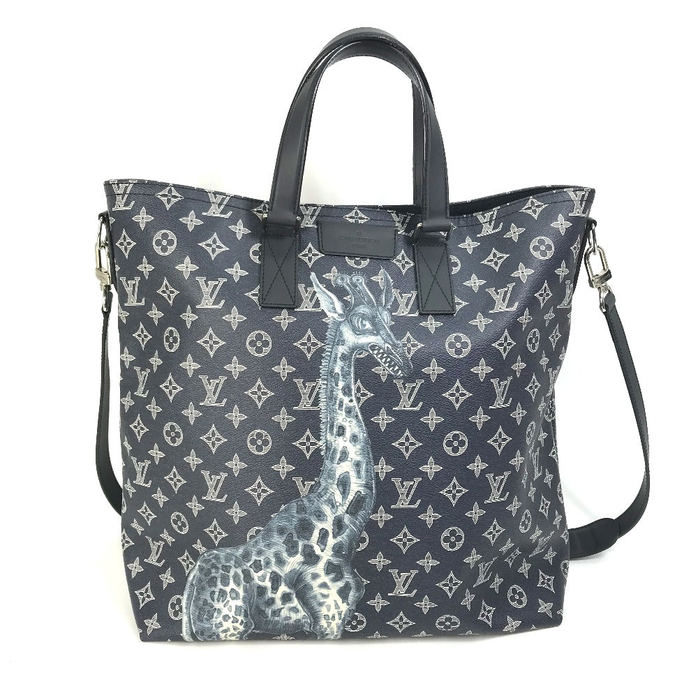 LOUIS VUITTON Tote Bag M54127 Monogram savanna canvas Navy Monogram savanna Jake and Dinos Chapman mens Used Authentic