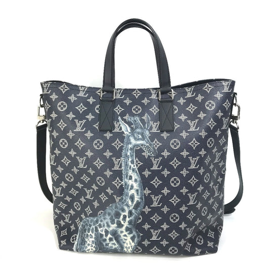 LOUIS VUITTON Tote Bag M54127 Monogram savanna canvas Navy Monogram savanna Jake and Dinos Chapman mens Used Authentic