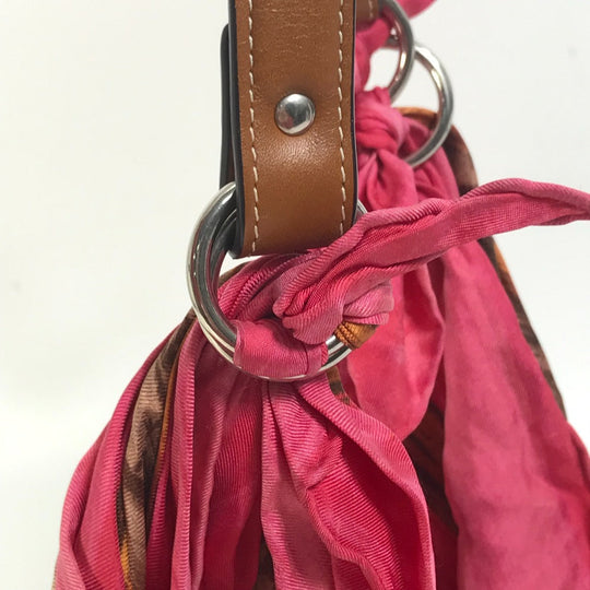 CELINE Shoulder Bag Silk / leather pink Scarf Bag