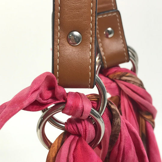 CELINE Shoulder Bag Silk / leather pink Scarf Bag