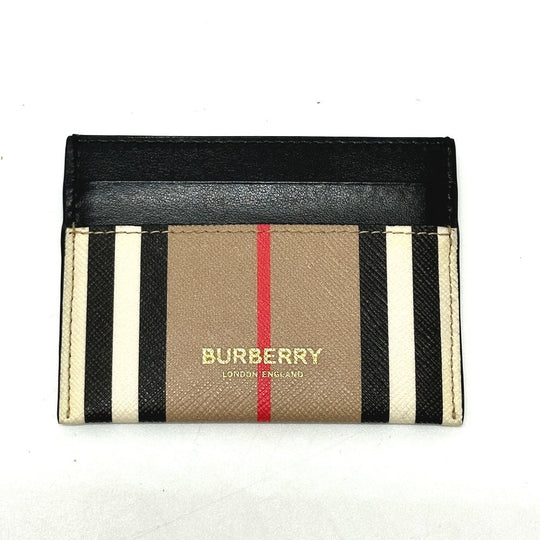 BURBERRY Card Case leather beige Check logo