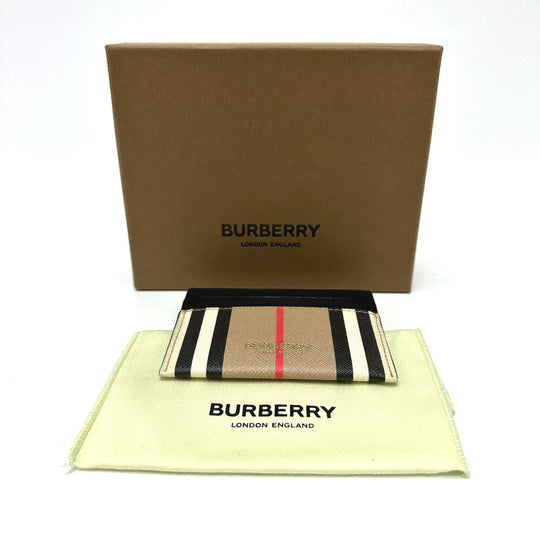 BURBERRY Card Case leather beige Check logo