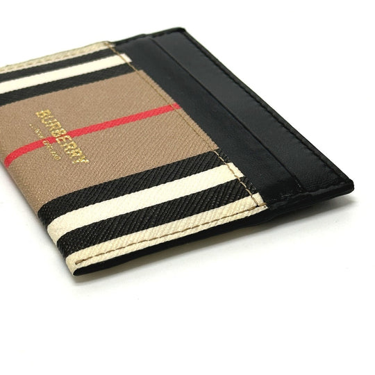 BURBERRY Card Case leather beige Check logo