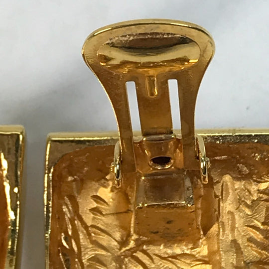 CELINE Earring metal gold vintage logo Women Used Authentic