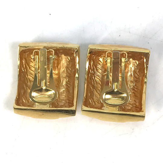 CELINE Earring metal gold vintage logo Women Used Authentic