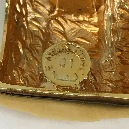 CELINE Earring metal gold vintage logo Women Used Authentic