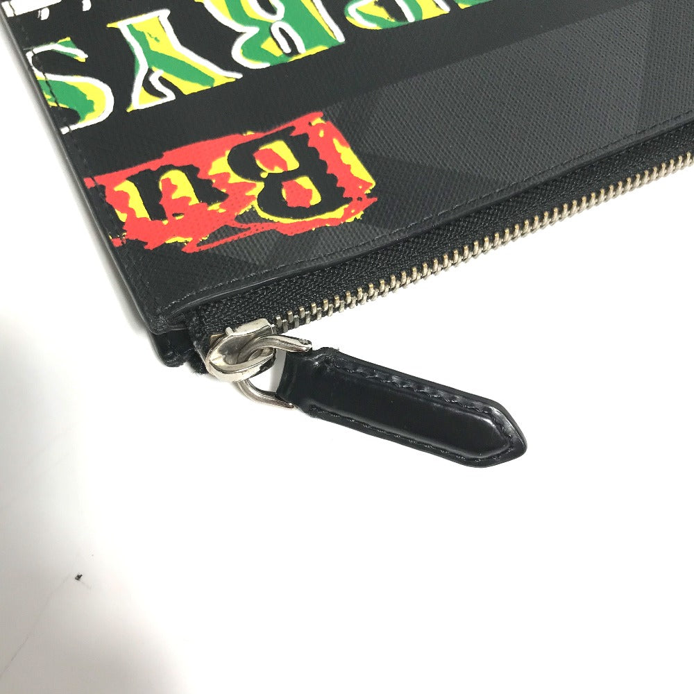 BURBERRY Clutch bag leather Multicolor Graffiti Check Women Used Authentic