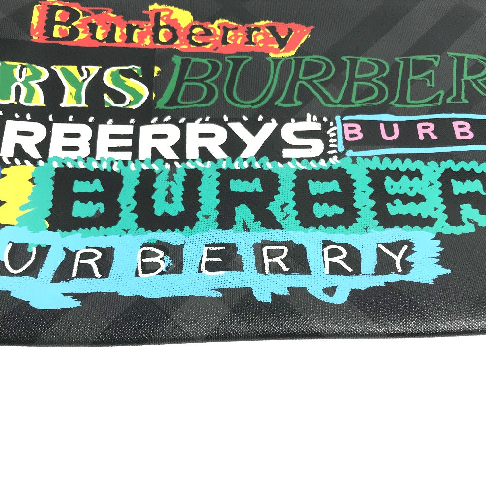 BURBERRY Clutch bag leather Multicolor Graffiti Check Women Used Authentic