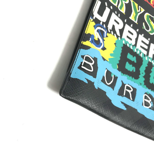 BURBERRY Clutch bag leather Multicolor Graffiti Check Women Used Authentic