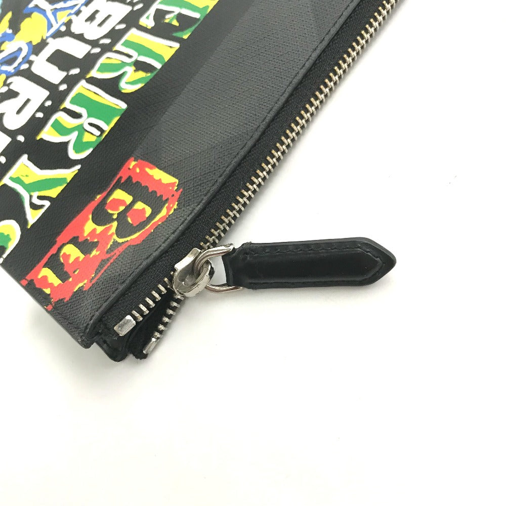 BURBERRY Clutch bag leather Multicolor Graffiti Check Women Used Authentic