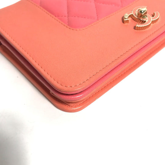 CHANEL Shoulder Bag A80972 leather pink CC COCO Mark Matelasse Bicolor Mademoiselle Women Used Authentic