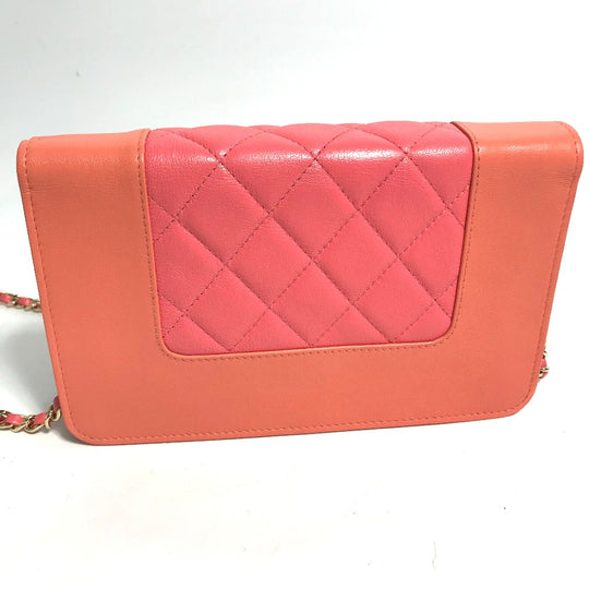 CHANEL Shoulder Bag A80972 leather pink CC COCO Mark Matelasse Bicolor Mademoiselle Women Used Authentic