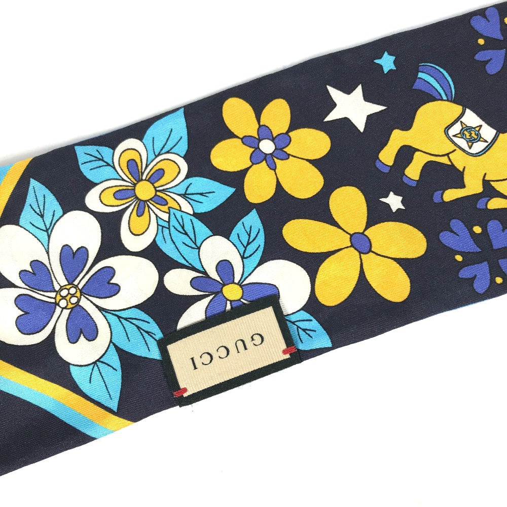 GUCCI scarf 698734 silk blue bandeau scarf