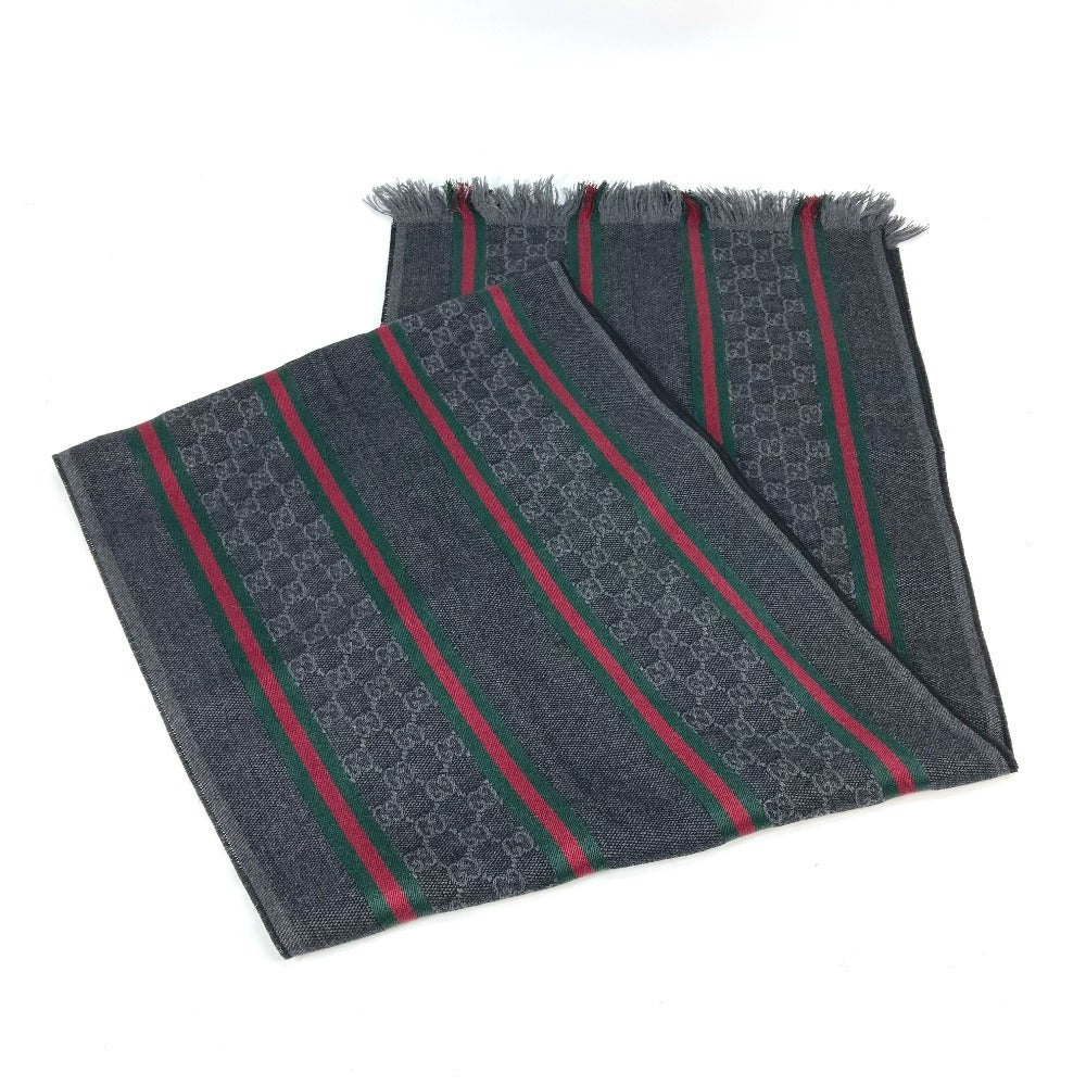 GUCCI Scarf 268941 Wool, Silk gray Shelly line GG