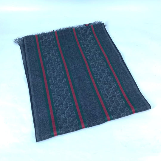 GUCCI Scarf 268941 Wool, Silk gray Shelly line GG