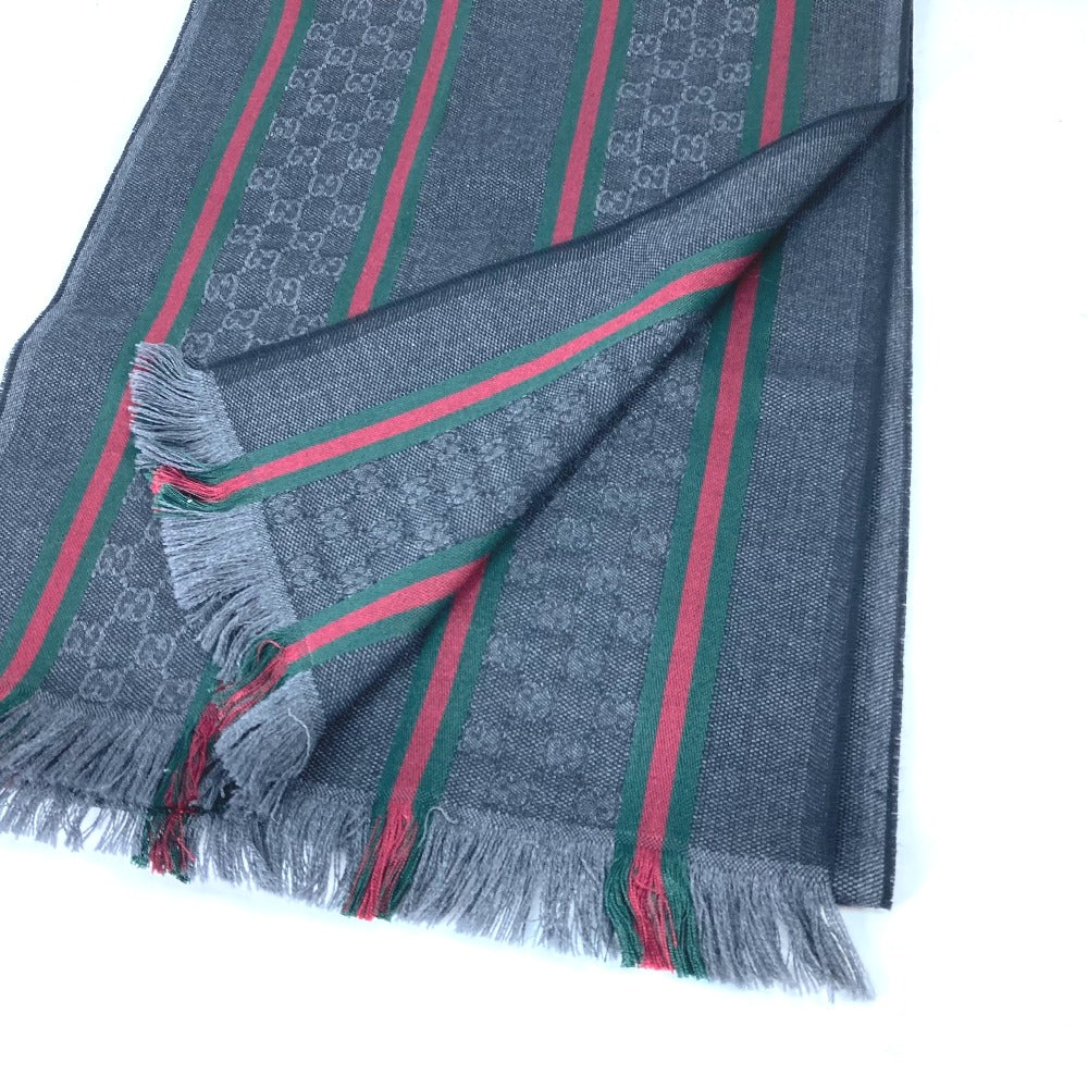 GUCCI Scarf 268941 Wool, Silk gray Shelly line GG