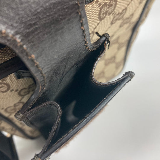 GUCCI Shoulder Bag 018 1619 Canvas / leather beige Pochette GG Women Used Authentic