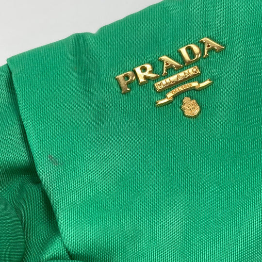 PRADA Clutch bag Nylon green Cosmetics Pouch logo Women Used Authentic