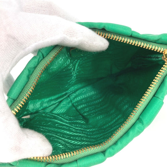 PRADA Clutch bag Nylon green Cosmetics Pouch logo Women Used Authentic