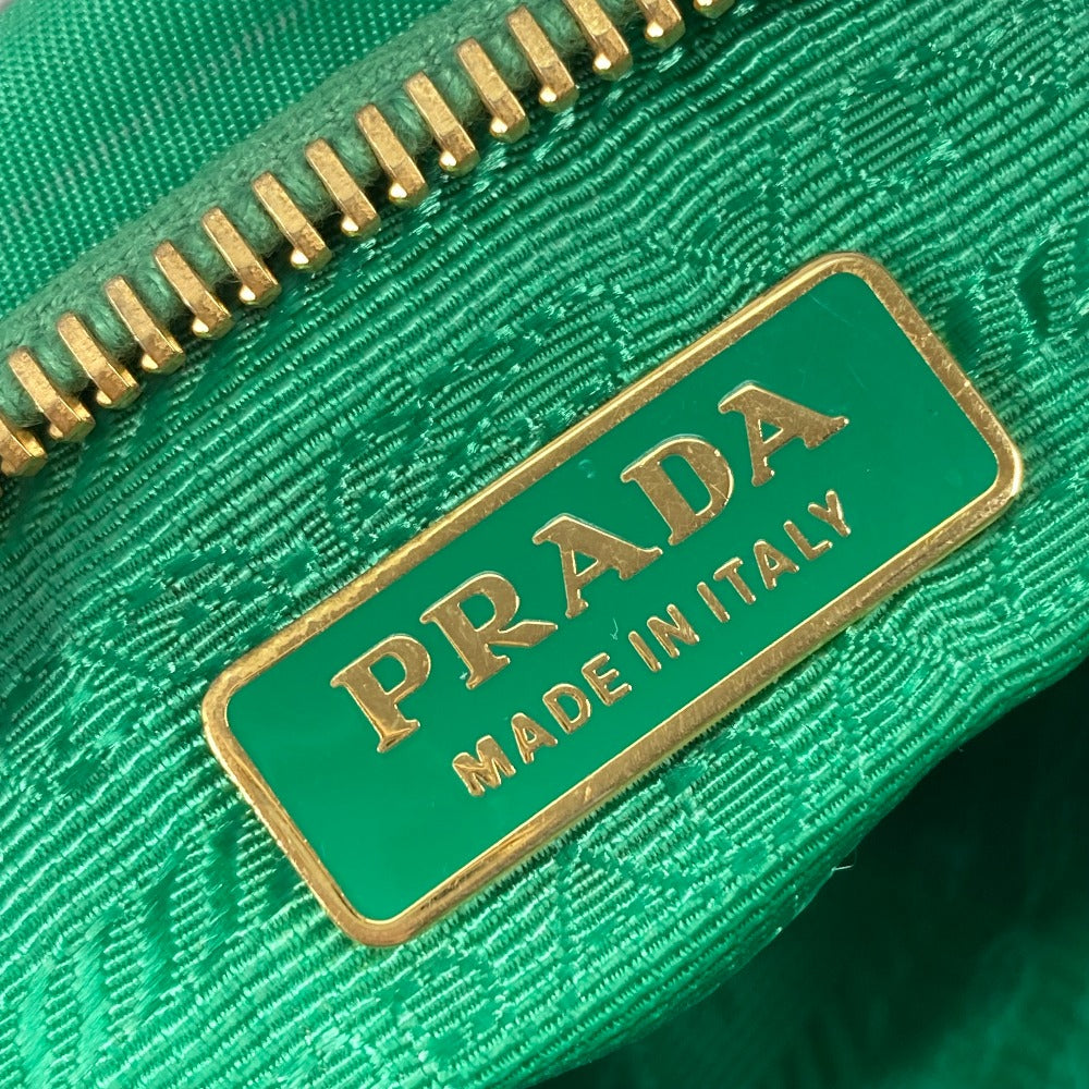 PRADA Clutch bag Nylon green Cosmetics Pouch logo Women Used Authentic