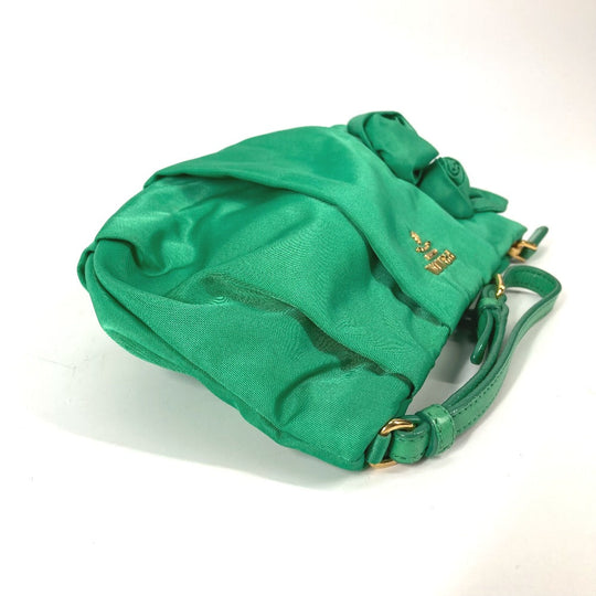 PRADA Clutch bag Nylon green Cosmetics Pouch logo Women Used Authentic