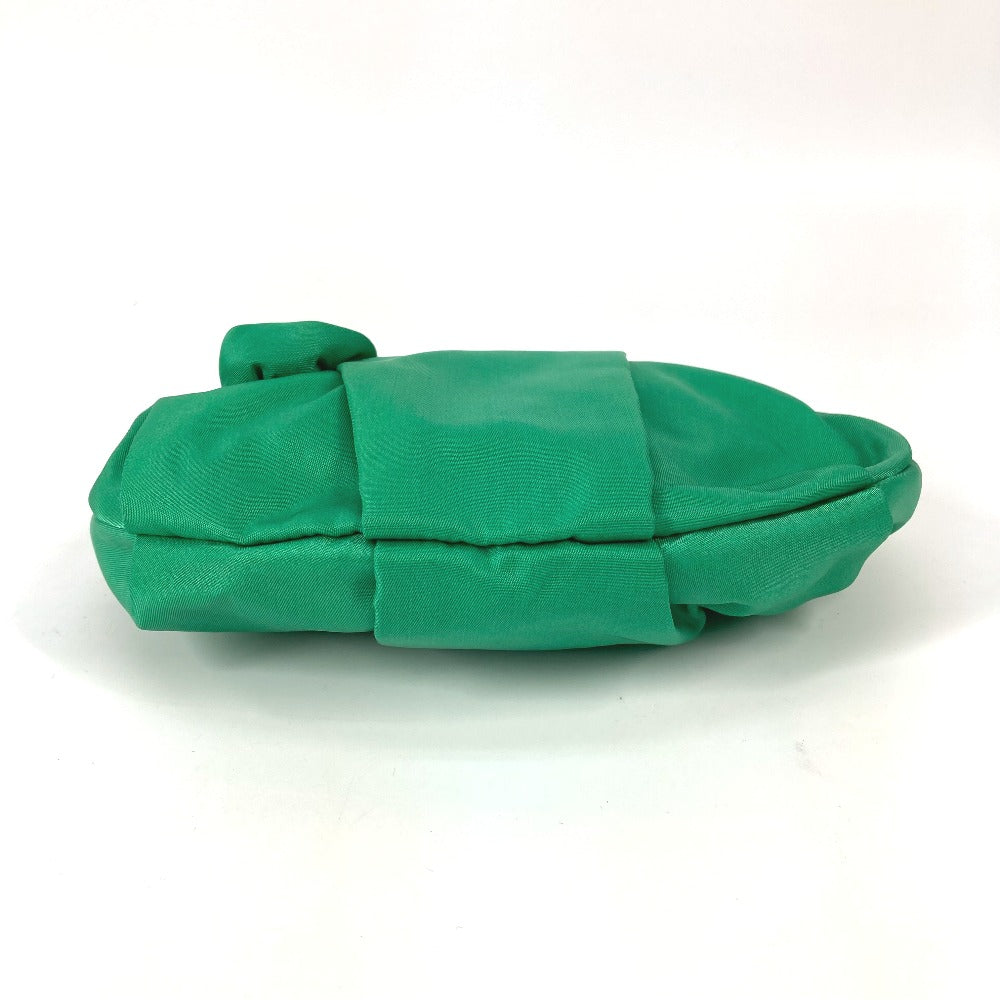 PRADA Clutch bag Nylon green Cosmetics Pouch logo Women Used Authentic