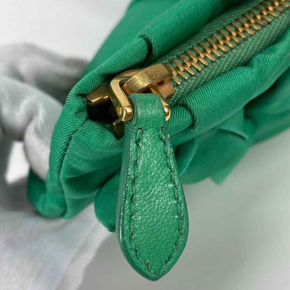 PRADA Clutch bag Nylon green Cosmetics Pouch logo Women Used Authentic