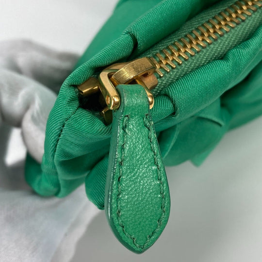PRADA Clutch bag Nylon green Cosmetics Pouch logo Women Used Authentic