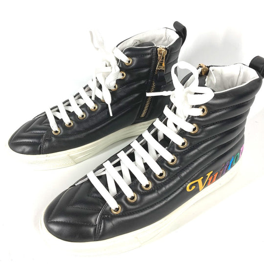 LOUIS VUITTON sneakers Leather, Leather black shoes shoes rainbow colors Stellar line 35 1/2